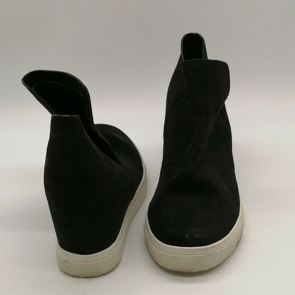 Express Womens Wedge Heel Pull On Ankle Boots Cushioned Black Sz 9 - Picture 3 of 10